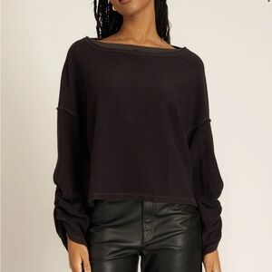 NEW!! Project Social T (CREAM ONLY) Callie touched sleeve textured sweatshirt